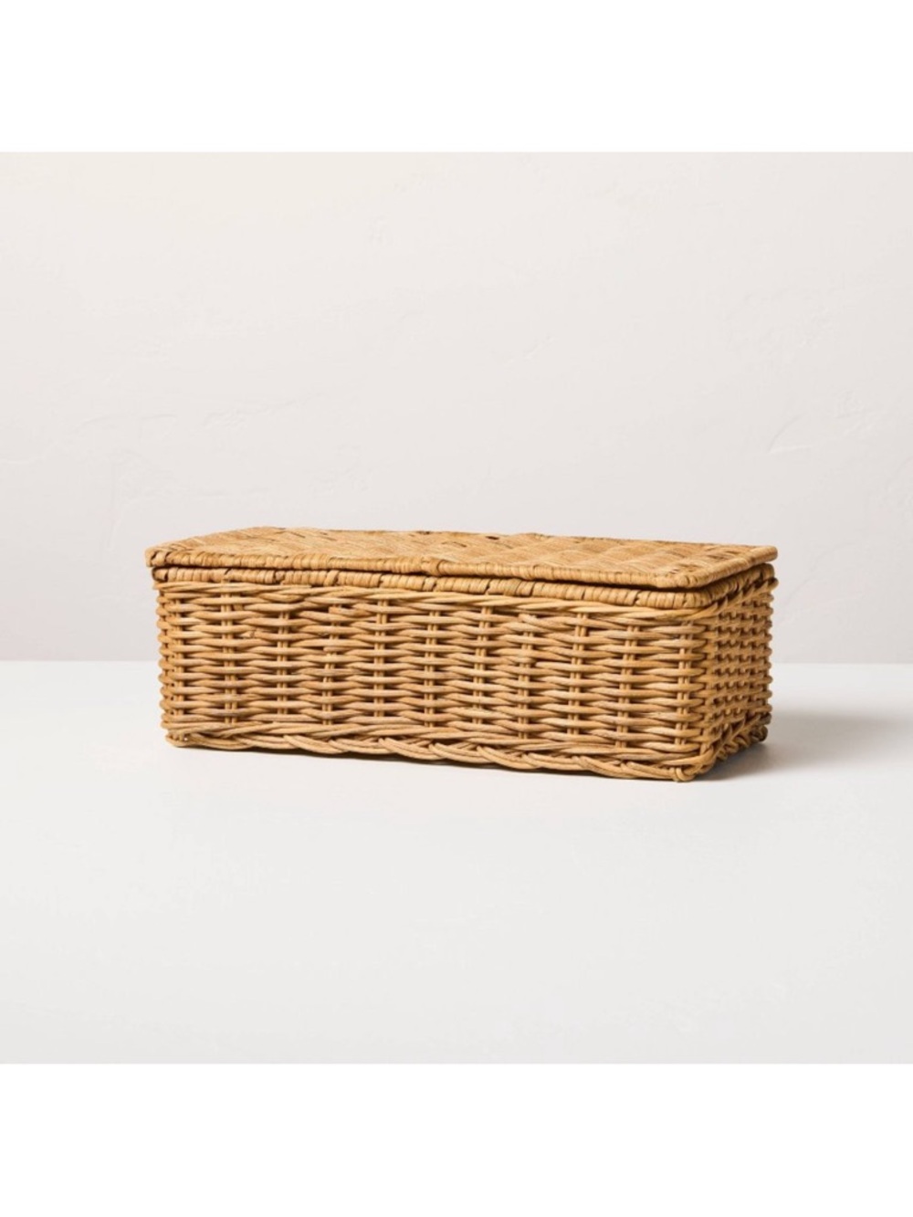Hearth & Hand SMALL Rattan Storage Basket w/ Divided Compartments with Lid NEW